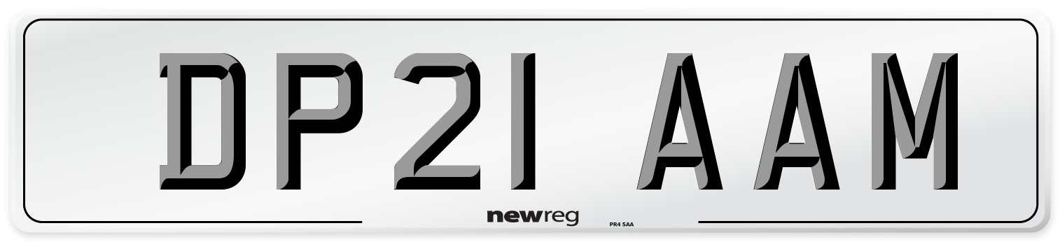 DP21 AAM Number Plate from New Reg